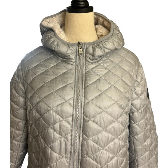 Steve Madden Glacier Shield  Insulated Womens XL Silver Hoodie Faux Fur Lined - Picture 4 of 16